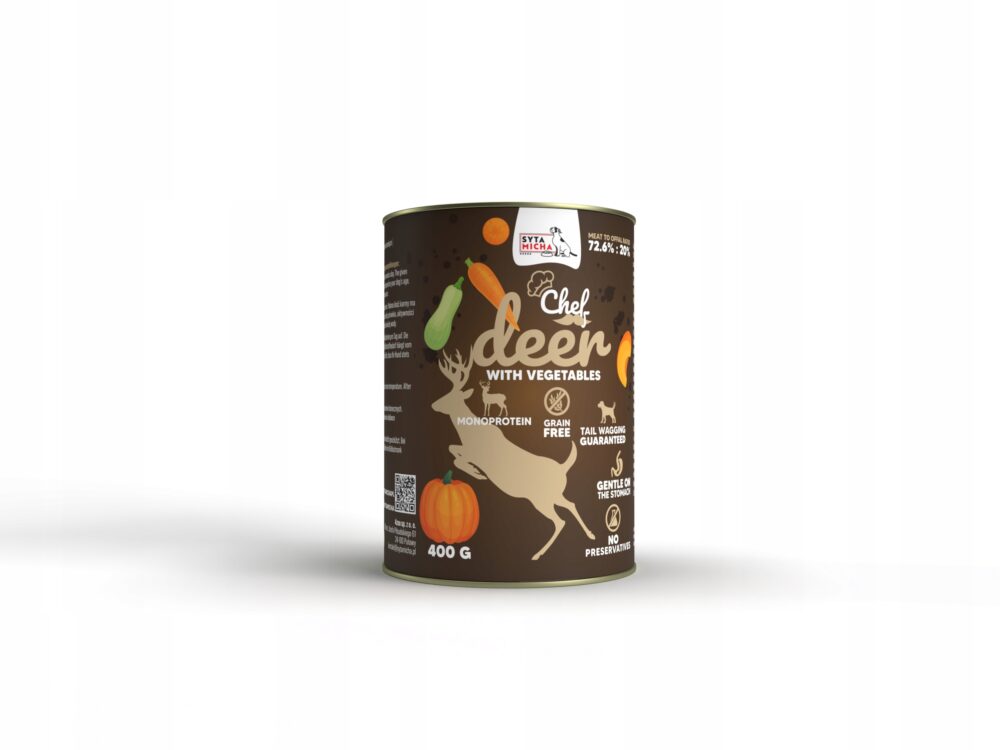 syta micha chef. mokra karma dla psa jeleń z warzywami 400g
