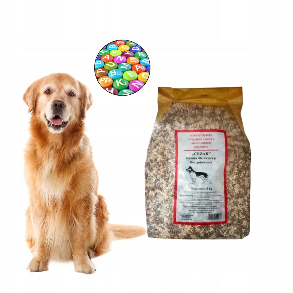 cezar makaron dla psa błyskawiczny bez gotowania z mięsem wołowym 5kg x 2