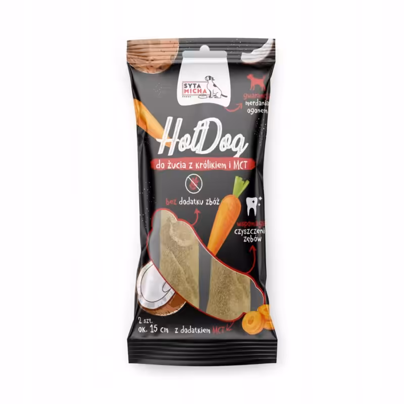syta micha. hot dog do żucia dla psa - królik z mct 2 szt.