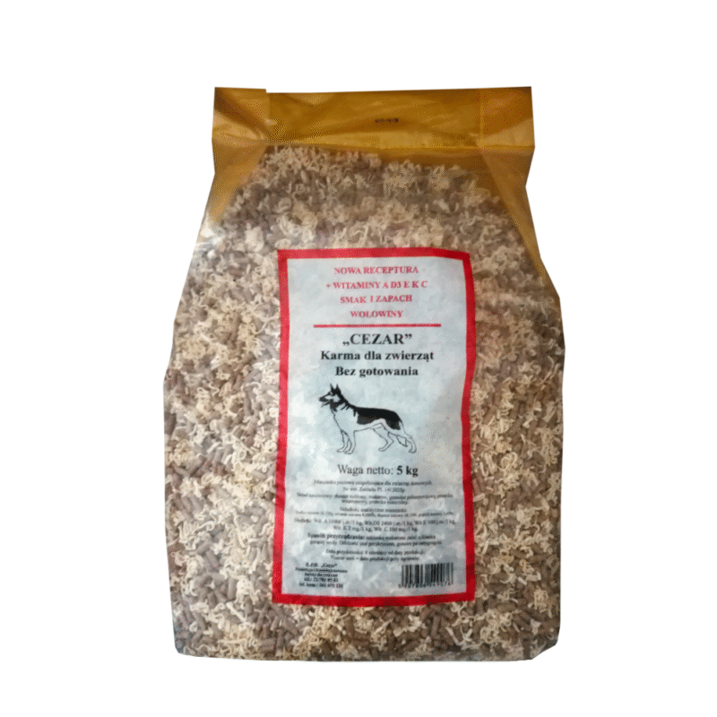 cezar makaron dla psa błyskawiczny bez gotowania z mięsem wołowym 5kg x 2