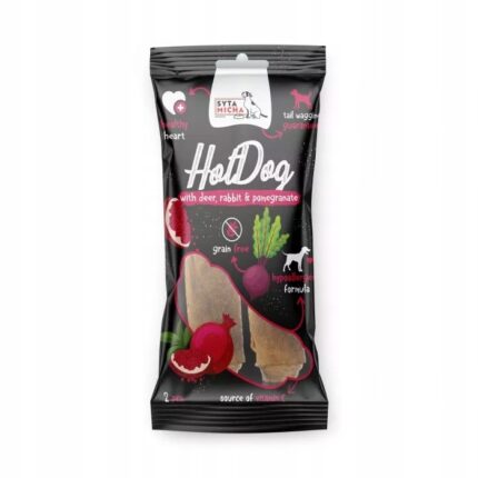 hot dog do zucia dla psa - królik z granatem w skórze jelenia 2 szt. syta m
