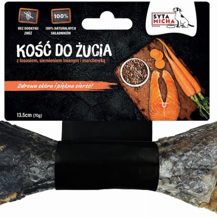 przysmak dla psa syta micha kość do żucia na piękną sierść 13,5 cm
