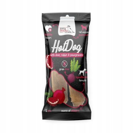 hot dog do zucia dla psa - królik z granatem w skórze jelenia 2 szt. syta m