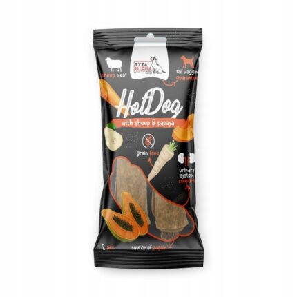 hot dog do zucia dla psa - warzywny z papają w skórze owcy 2 szt. syta mich