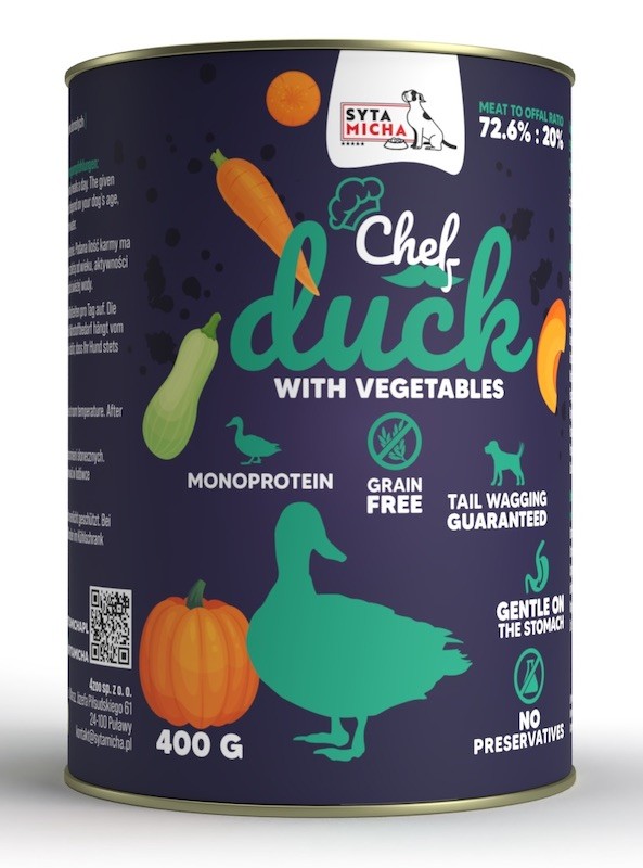syta micha karma mokra kaczka chef z warzywami 400g