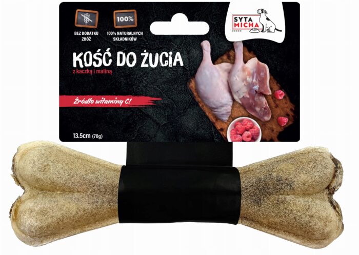syta micha kość do żucia kaczka malina 13,5cm