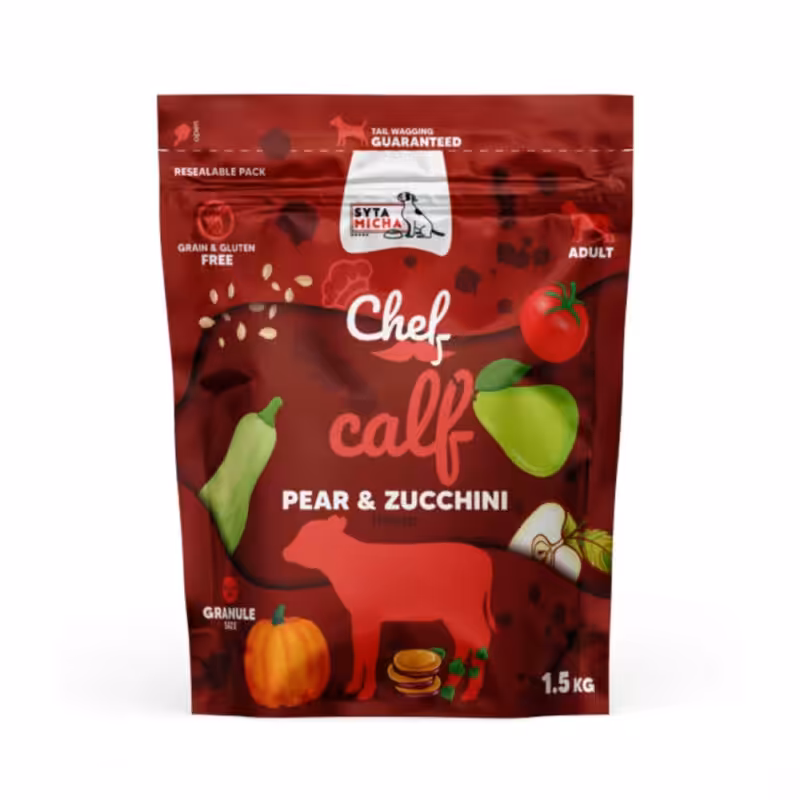syta micha chef. sucha karma dla psa cielęcina, gruszka i cukinia 1.5kg