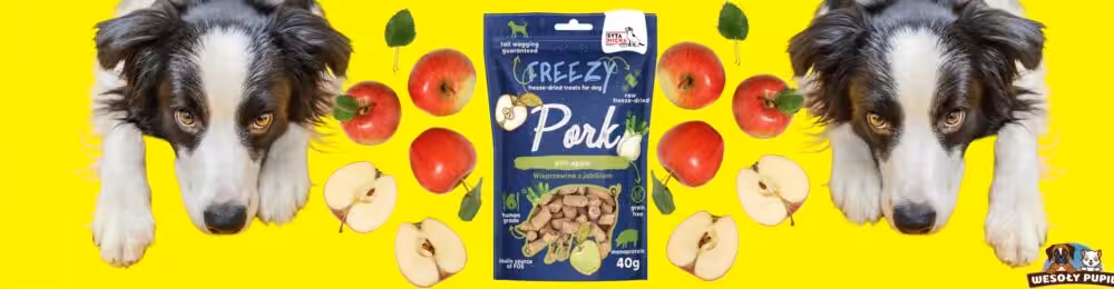 syta micha. liofilizowane przysmaki dla psa wieprzowina z jabłkiem freezy 40g