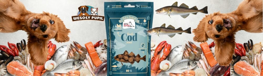 syta micha fish  seafood przysmaki z dorszem dla psa 80g
