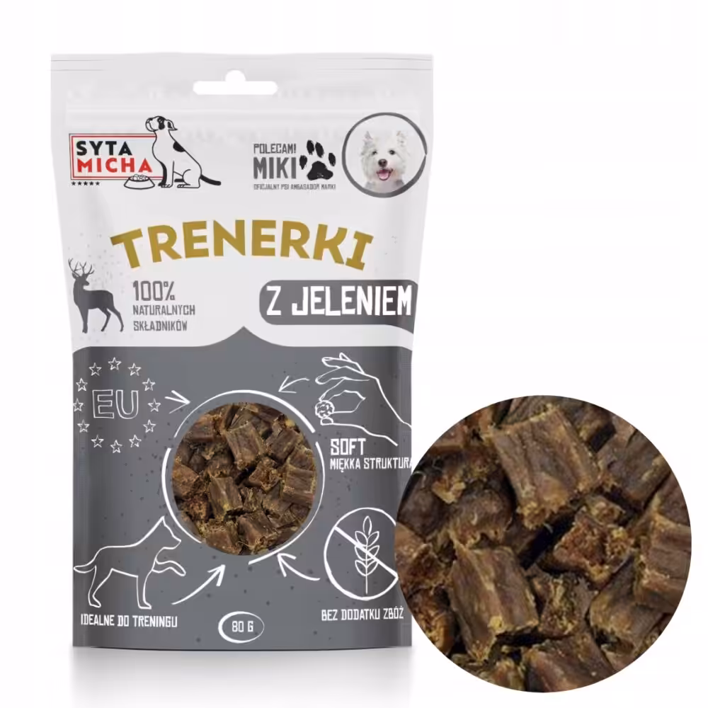 syta micha trenerki z jeleniem dla psa 80g
