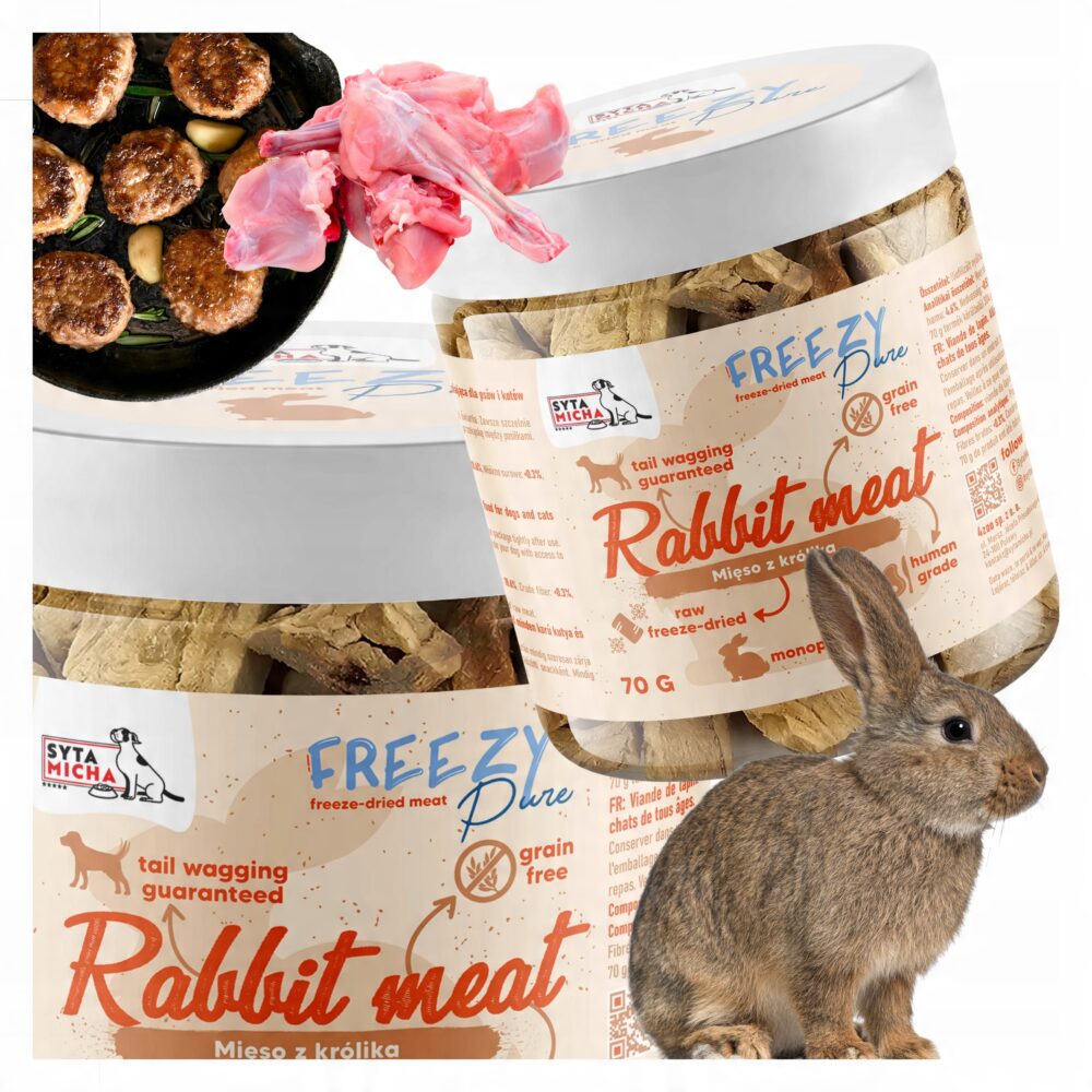 syta micha. 100% liofilizowane mięso królika dla psa 70g freezy pure