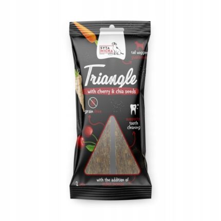 syta micha. trójkąt do żucia dla psa - struś z wiśnią i nasionami chia 2 szt.