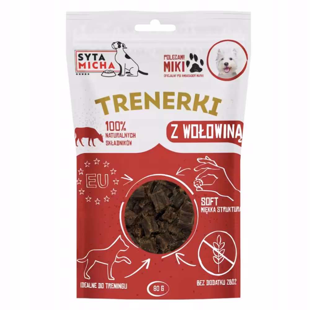 syta micha trenerki z wołowiną dla psa 80g