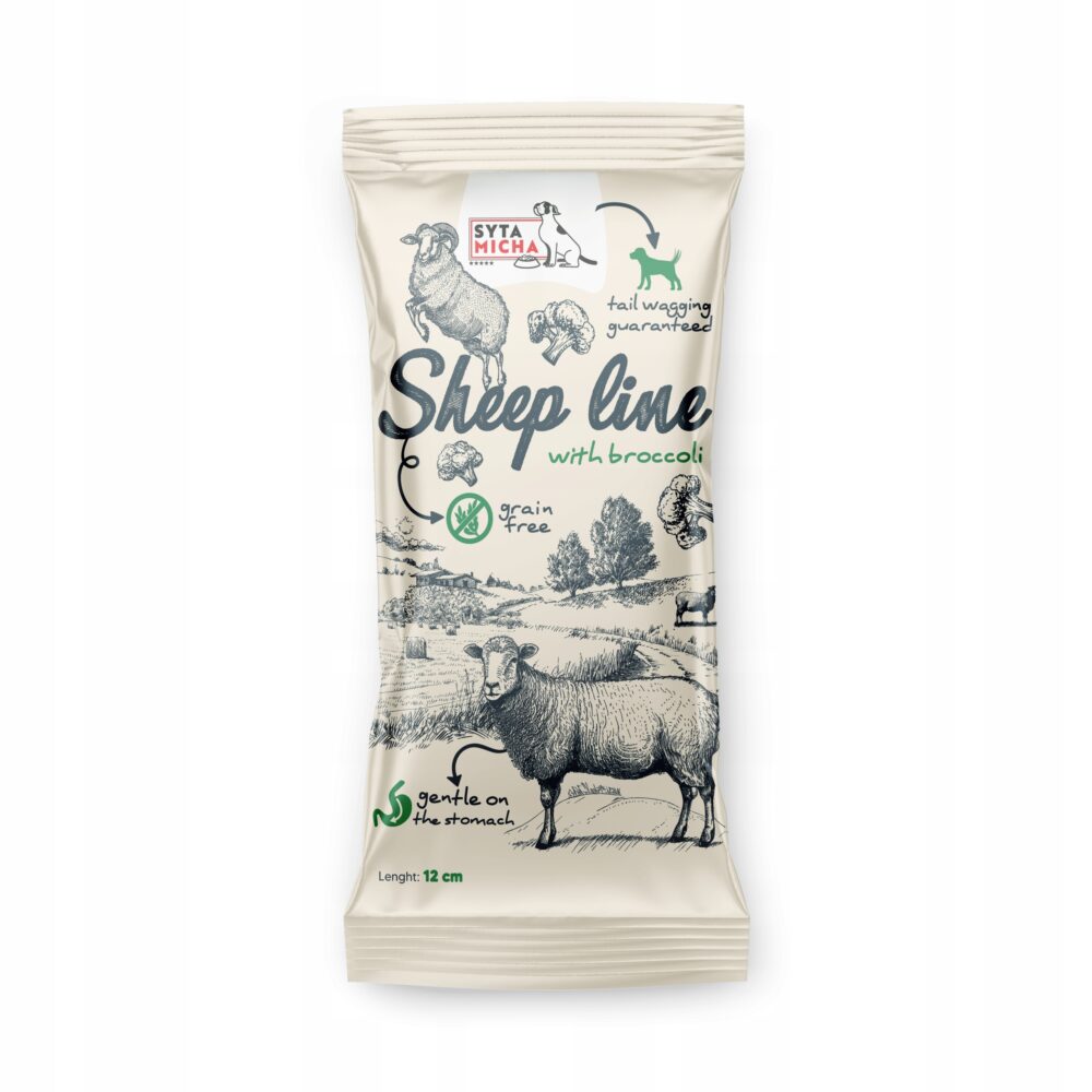 syta micha. sheep line kość do żucia owca z brokułem 12cm