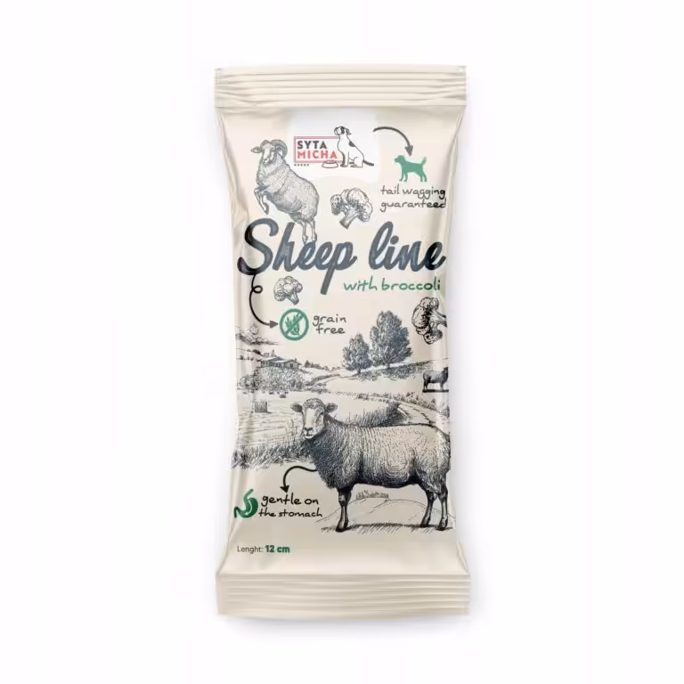 syta micha. sheep line kość do żucia owca z brokułem 12cm