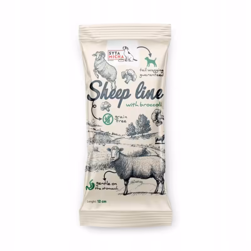 syta micha. sheep line kość do żucia owca z brokułem 12cm