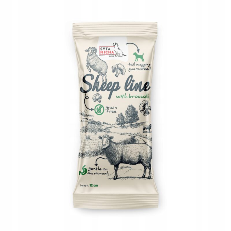 syta micha. sheep line kość do żucia owca z brokułem 12cm