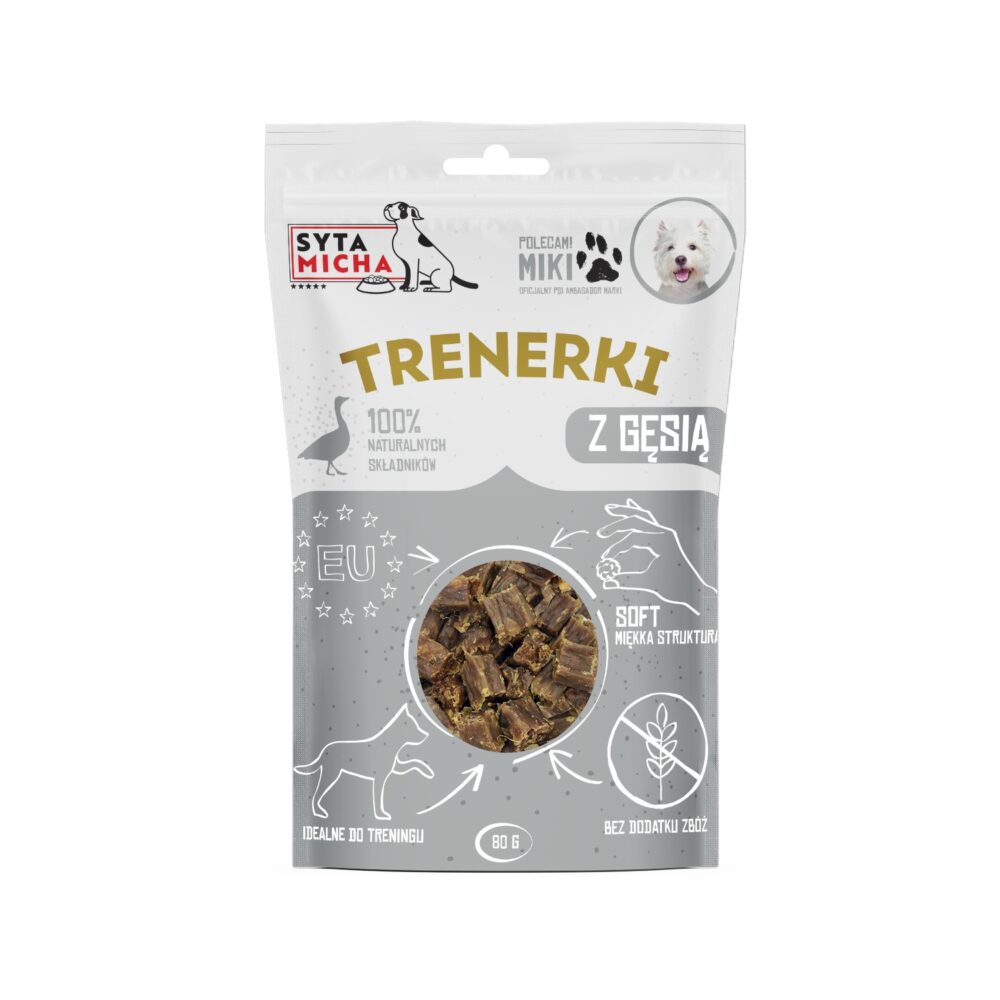syta micha trenerki z gęsią dla psa 80g