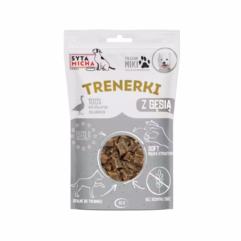 syta micha trenerki z gęsią dla psa 80g
