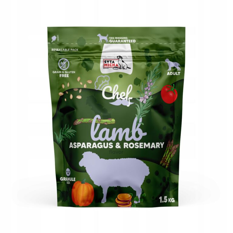 syta micha chef. sucha karma dla psa jagnięcina, szparagi i rozmaryn 1.5kg