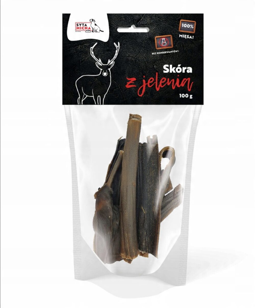 syta micha gryzak suszona skóra z jelenia dla psa 100g