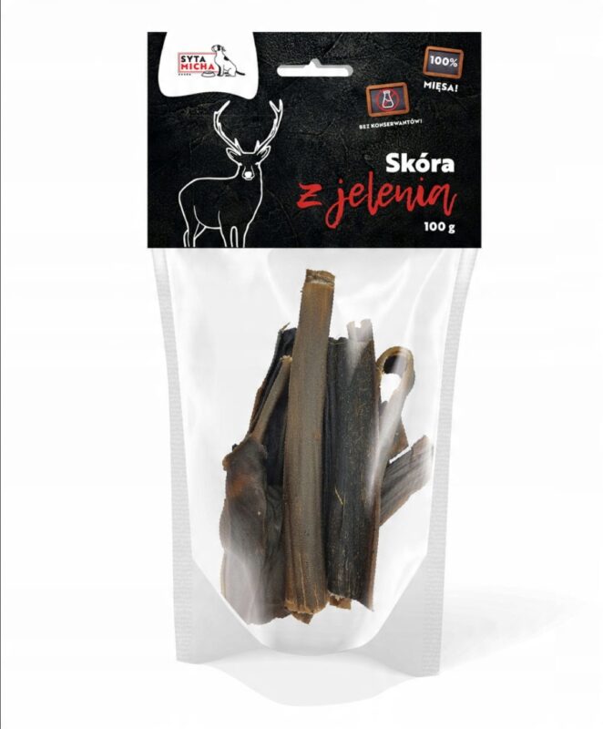 syta micha gryzak suszona skóra z jelenia dla psa 100g