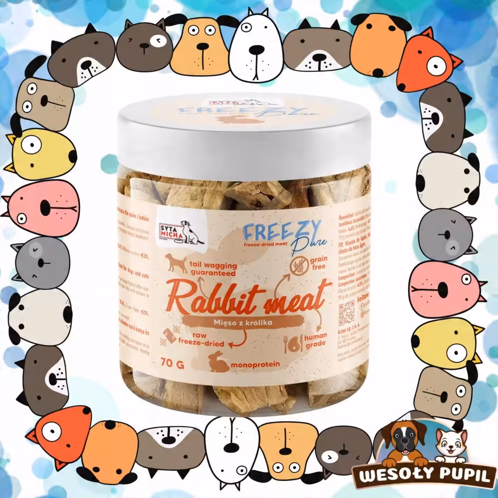 syta micha. 100% liofilizowane mięso królika dla psa 70g freezy pure