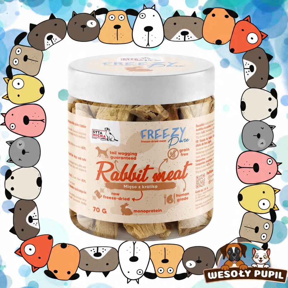 syta micha. 100% liofilizowane mięso królika dla psa 70g freezy pure