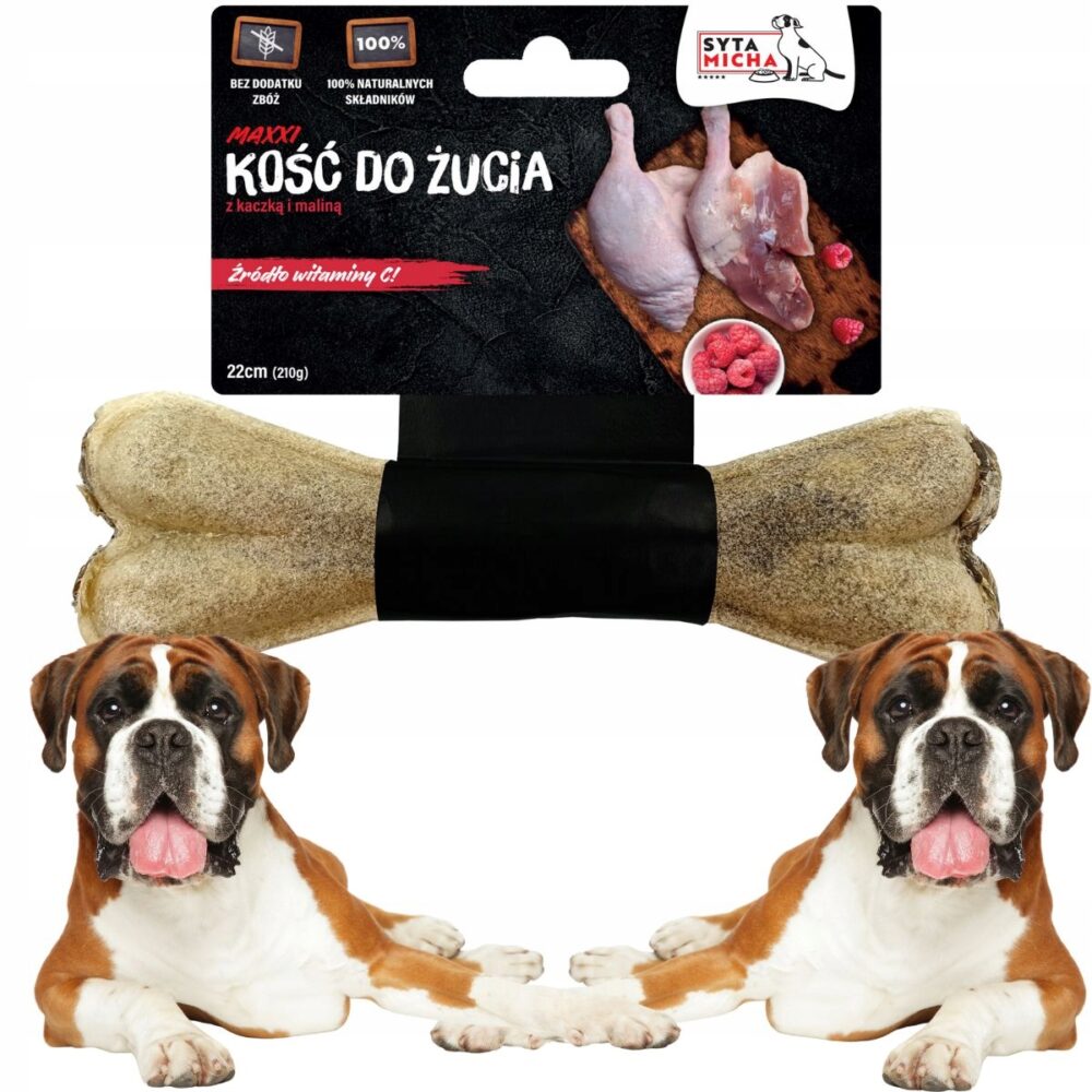 syta micha. kość do żucia dla psa z kaczką i malinami 22 cm maxxi