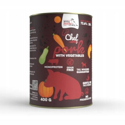 syta micha chef. karma mokra dla psa wieprzowina z warzywami 400g