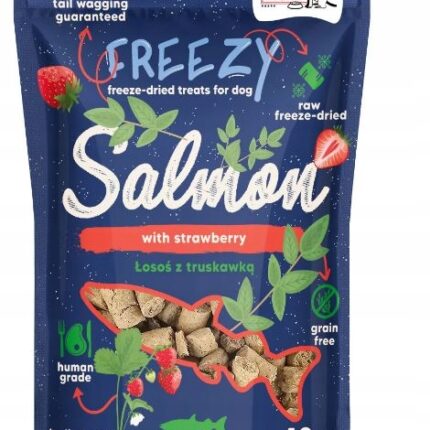 syta micha. liofilizowane przysmaki dla psa Łosoś z truskawką freezy 40g