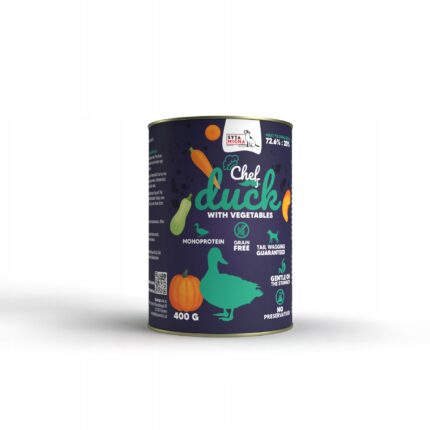 syta micha chef. mokra karma dla psa kaczka z warzywami 400g