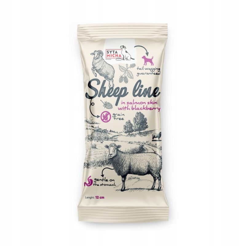syta micha.  sheep line kość do żucia owca w skórze łososia z jeżyną 12cm
