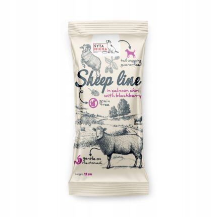 syta micha sheep line kość do żucia owca w skórze łososia z jeżyną 12cm