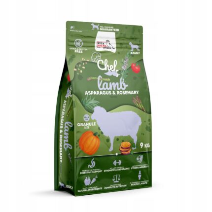 syta micha chef. sucha karma dla psa jagnięcina, szparagi i rozmaryn 9kg
