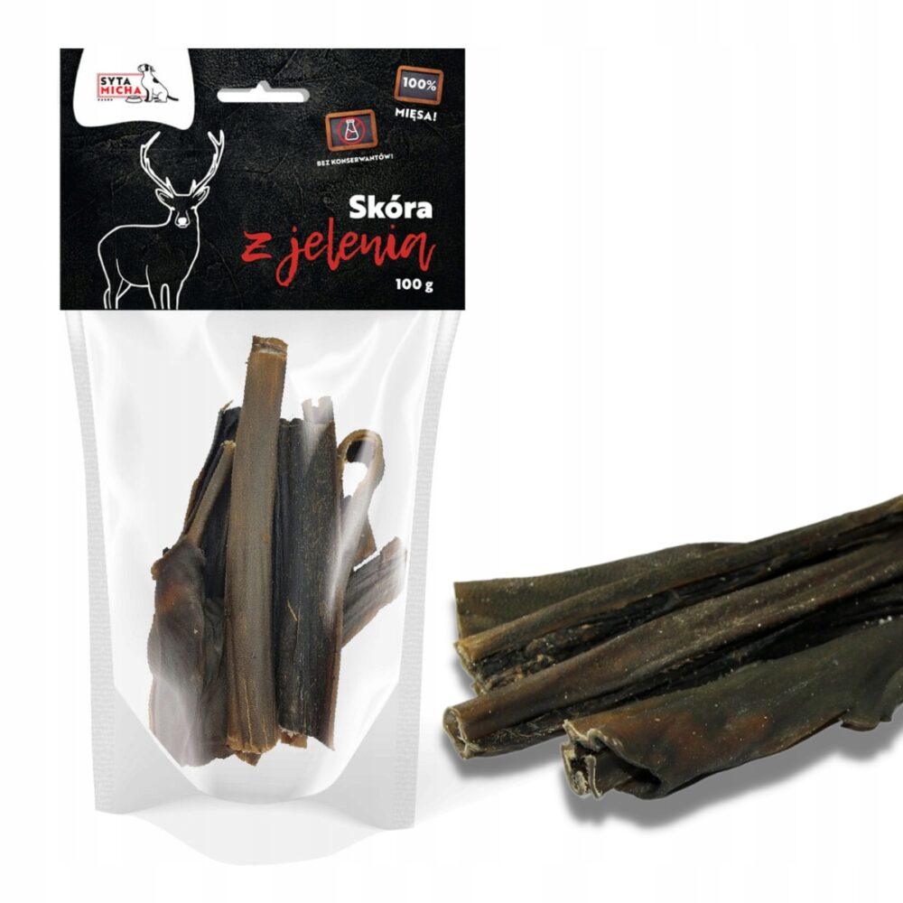 syta micha gryzak suszona skóra z jelenia dla psa 100g