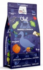 syta micha chef. sucha karma dla psa kaczka, jagody i szpinak 9kg