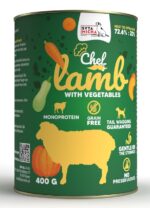 syta micha chef. mokra karma dla psa jagnięcina z warzywami 400g