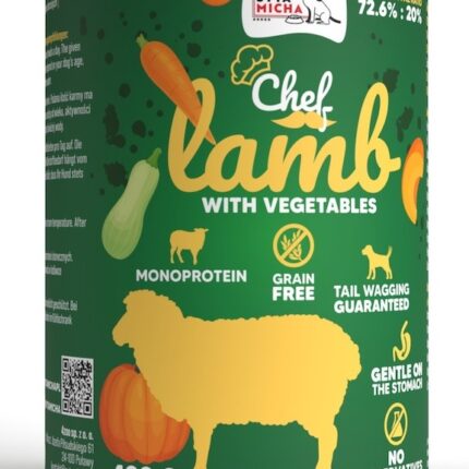 syta micha chef. mokra karma dla psa jagnięcina z warzywami 400g