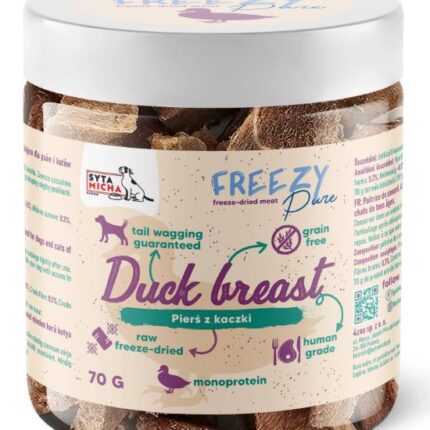syta micha. 100% liofilizowane mięso kaczki dla psa 70g freezy pure