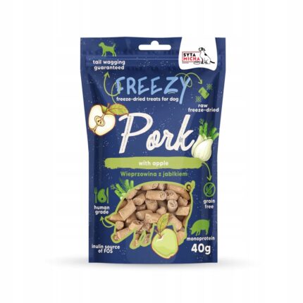 syta micha. liofilizowane przysmaki dla psa wieprzowina z jabłkiem freezy 40g