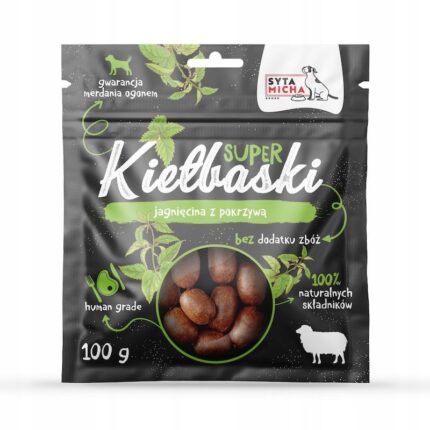 syta micha kiełbaski jagnięcina z pokrzywą 100g
