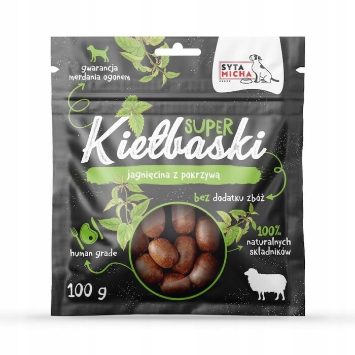 syta micha kiełbaski jagnięcina z pokrzywą 100g