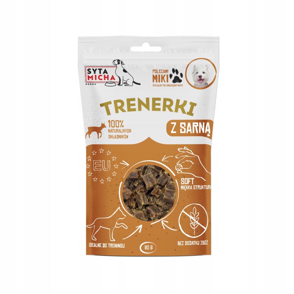 syta micha trenerki z sarną dla psa 80g