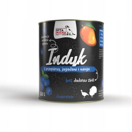 syta micha. karma mokra dla psa indyk z jagodami i mango 800g