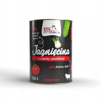 syta micha. karma mokra dla psa jagnięcina z cukinią i pomidorami 400g