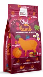 syta micha chef. sucha karma dla szczeniąt jagnięcina, malina i dynia 9kg