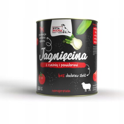 syta micha. karma mokra dla psa jagnięcina z cukinią i pomidorami 800g