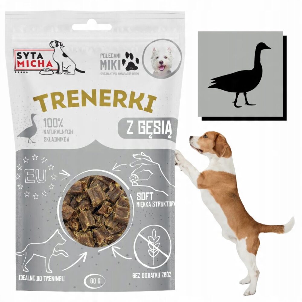 syta micha trenerki z gęsią dla psa 80g