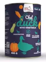 syta micha chef. mokra karma dla psa kaczka z warzywami 400g